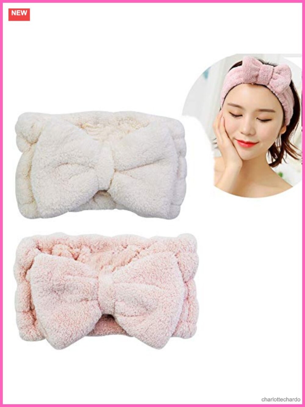 Microfiber Bowtie Headband Set Facial Makeup Headbands for Women